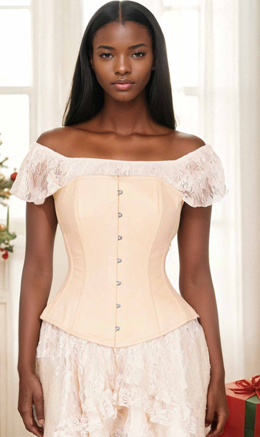 Historical cotton corset: Edwardian overbust corset. Steelbone custom made  corset