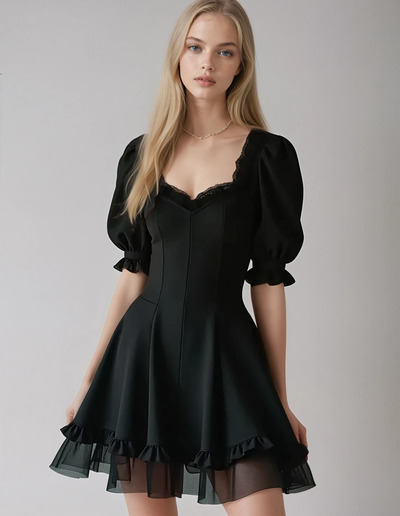 Angelica Black Short Dress