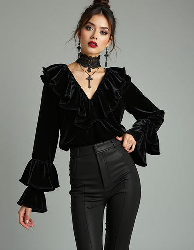 Elisheba Black Velvet Top