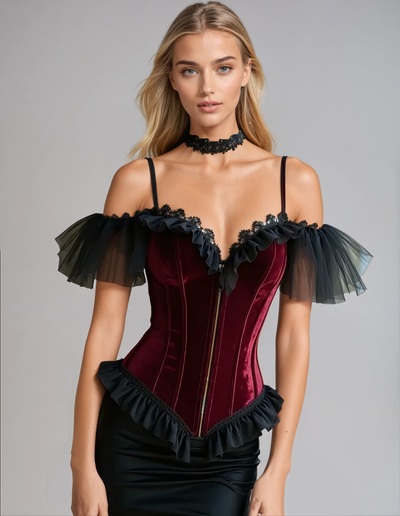 Elsje Cold Shoulder Velvet Corset