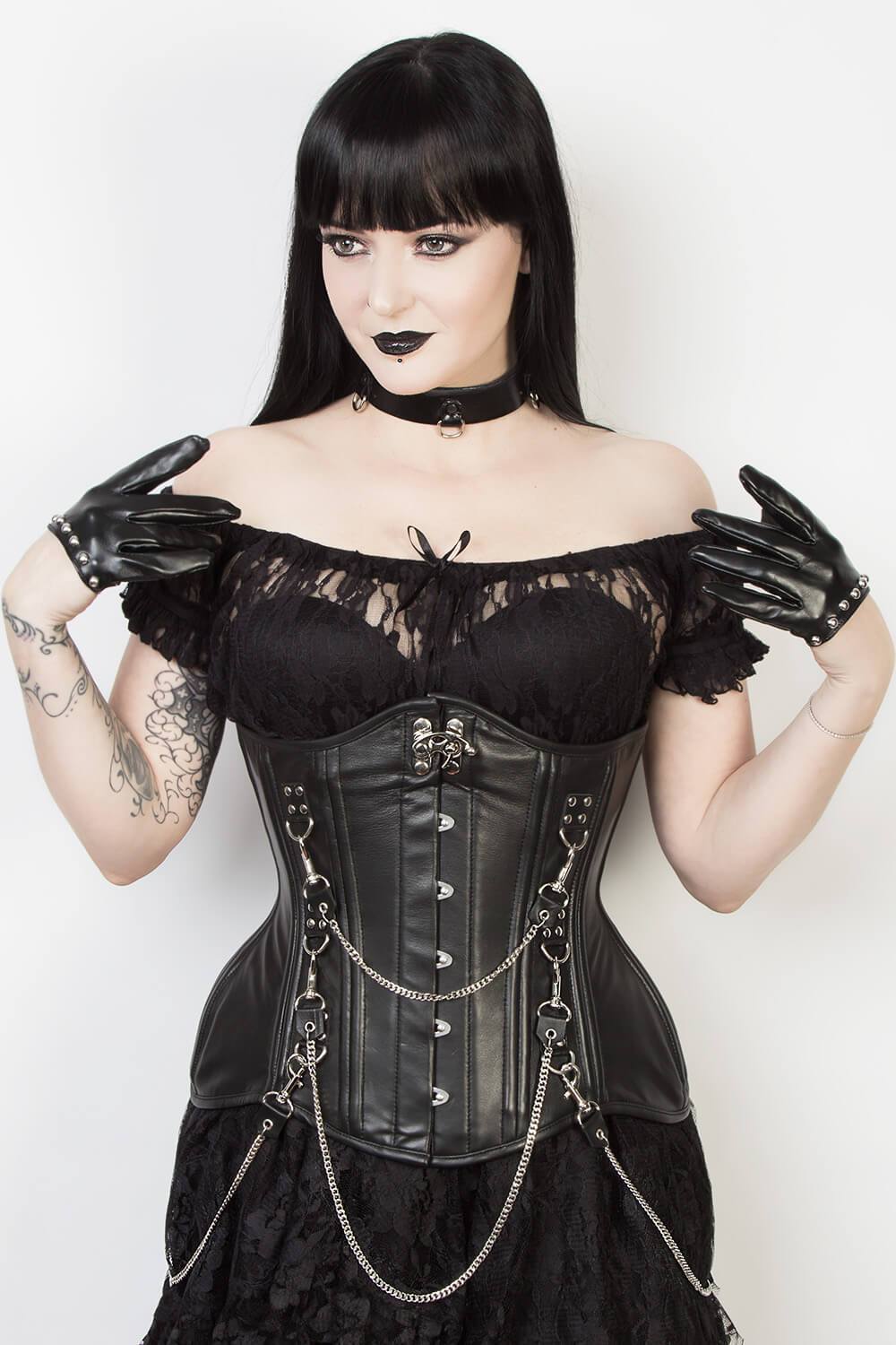Buy Black Leather Custom Made Gothic Corset to Look Gorgeous